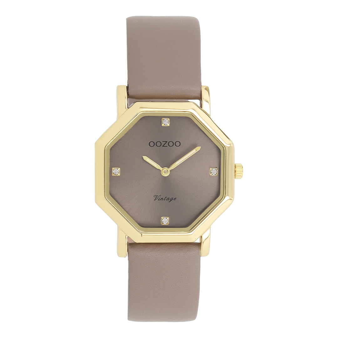 Gold coloured OOZOO with taupe leather strap